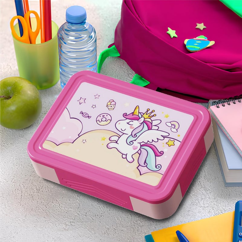 PEARL Kids Large Plastic Bento Lunch Box - Unicorn Design, BPA-Free, Leakproof, Spacious Lunch Container for Kids - Image 4