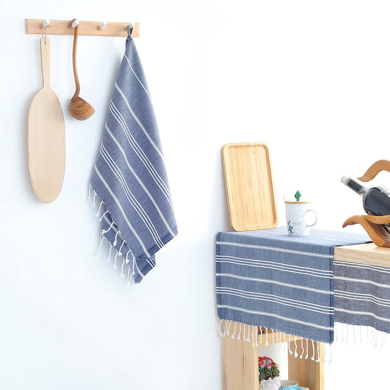 Cacala 100% Turkish Cotton Kitchen Tea Towels, Highly Absorbent Luxury Soft Quick Drying Dish Towel with Hanging Loop for Gym, Yoga, Bath, Sports, Cleaning and Kitchen (23 x 36), Dark Blue - Image 4