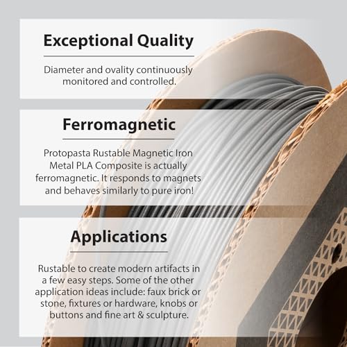 Proto-Pasta Protopasta Ferromagnetic Iron PLA 3D Printer Filament | ProtoPlant Metal-Filled PLA Plastic Printer Filament with 45% Iron | Patina Friendly Metal Composite Filament | 500g Metallic Spool - Image 4