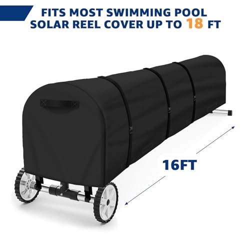 Uthem Swimming Pool Solar Reel Cover, 16Ft UV Resistant Inground Pool Solar Protective Blanket Reel Cover 420D Heavy Duty Waterproof Winter Solar Blanket Reel Roller Covers Protector (16 Ft, Black) - Image 2