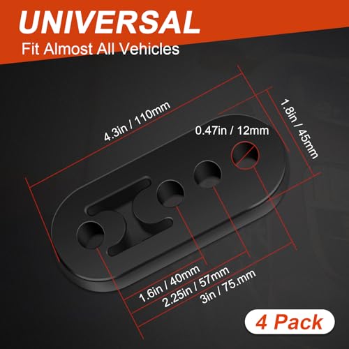 MetVot Rubber Exhaust Hanger 4 Pack, 4 Holes Adjustable Muffler Hanger, Universal Muffler Exhaust System, Insulator Bushing Mount, Weather-Proof High Density Tail Pipe Hanger - Image 5