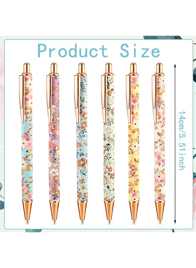 Muyixin 6pcs Floral Art Ballpoint Pens, 1.0mm Fashionable Retractable Ballpoint Pen Black Ballpoint Personalized Pens, Suitable for Women, Colleagues, Teachers, Students Gifts - Image 2
