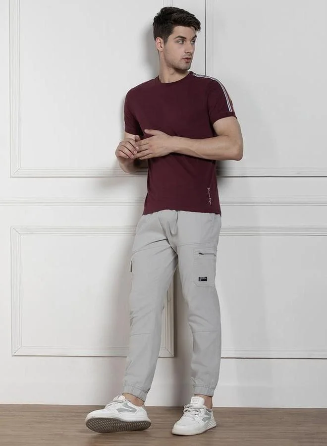 Dennis Lingo Dennis lingo Men Maroon Slim Fit Crew Neck T-Shirt