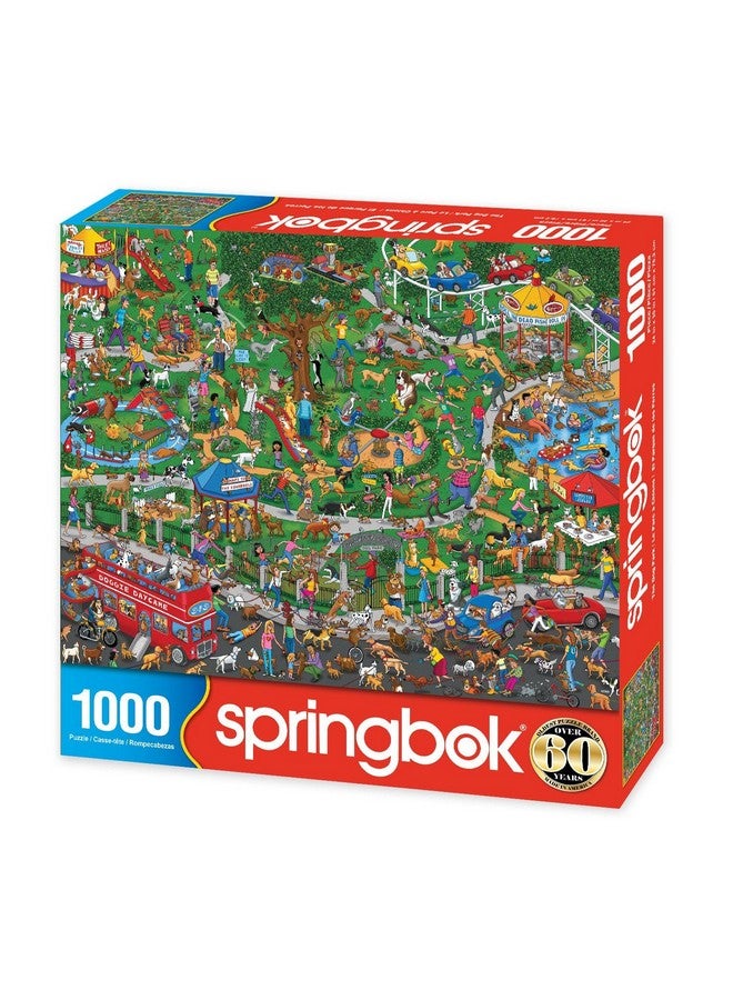 The Dog Park 1000 Piece Jigsaw Puzzle For Adults Features A Fun And Colorful Dog Park Full Of Dogs And Their Antics