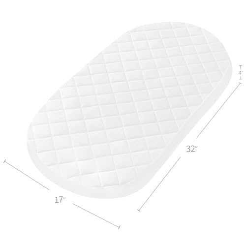Coldwind Bassinet Mattress Pad Cover Fit for Hourglass/Oval Bassinet Mattress, Waterproof Bassinet Mattress Protector Quilted Bassinet Sheets (32"x17") 2 Pack for Boys Girls, White - Image 2