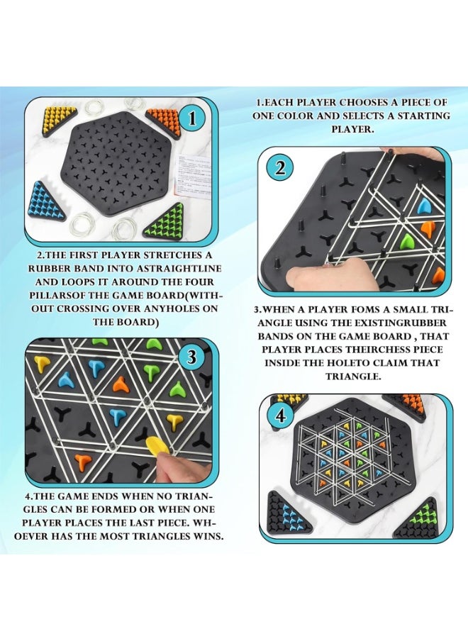 null - Chain Game Multiplayer puzzle games, Chain  Triangle Chess Game, Triggle Game Rubber Bands, Triggle Board Game with Rubber Band, Strategy Board Games for Family Night, Chain Triangle Chess Set,Triggle Rubber Band Game - Image 1
