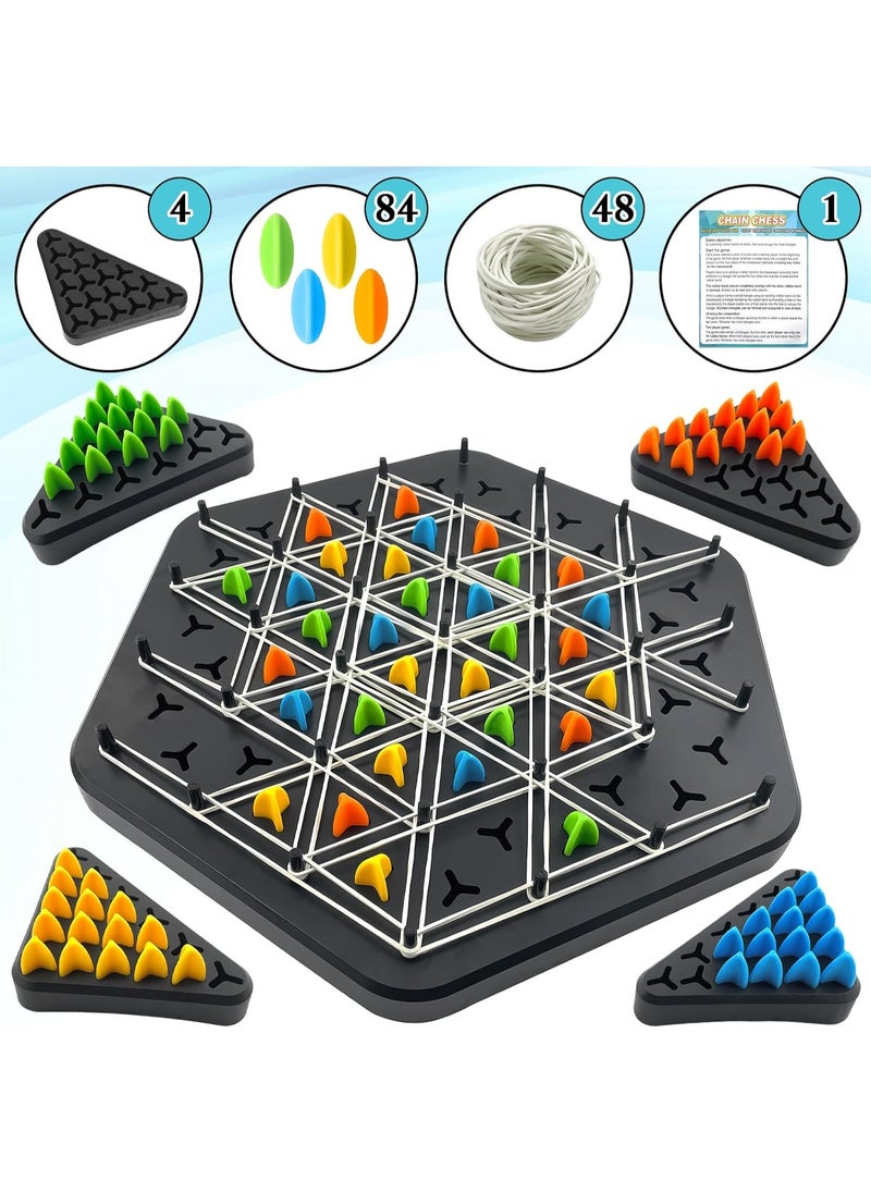 null - Chain Game Multiplayer puzzle games, Chain  Triangle Chess Game, Triggle Game Rubber Bands, Triggle Board Game with Rubber Band, Strategy Board Games for Family Night, Chain Triangle Chess Set,Triggle Rubber Band Game - Image 1