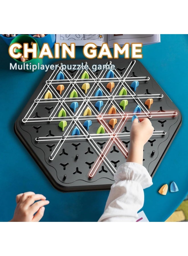 لعبة سلسلة مثلثية متعددة اللاعبين، لعبة Triggle بالأشرطة المطاطية، لوح شطرنج ثلاثي مع أشرطة مطاطية، ألعاب ألغاز جماعية استراتيجية لأمسيات العائلة، لعبة المثلث لتقوية الذكاء والتفكير - Image 4