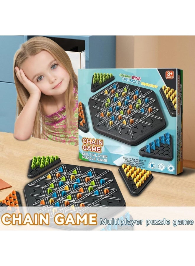 لعبة سلسلة مثلثية متعددة اللاعبين، لعبة Triggle بالأشرطة المطاطية، لوح شطرنج ثلاثي مع أشرطة مطاطية، ألعاب ألغاز جماعية استراتيجية لأمسيات العائلة، لعبة المثلث لتقوية الذكاء والتفكير - Image 5