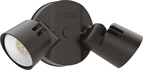 Lithonia Lighting HomeGuard 2Light LED Outdoor Flood Lights Wall or Ceiling Mount Outdoor Lights 4000K Cool White Round Heads Dark Bronze HGX LED 2RH 40K 120 DDB M2