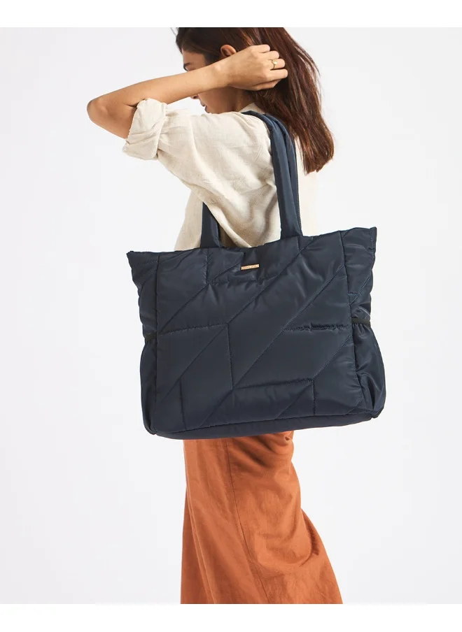 Chumbak Chumbak Quilted Puffer Tote - Navy | Tote Bags for Women Quilted Tote Handle Large Capacity | Hobo Quilted Padding Tote Bag