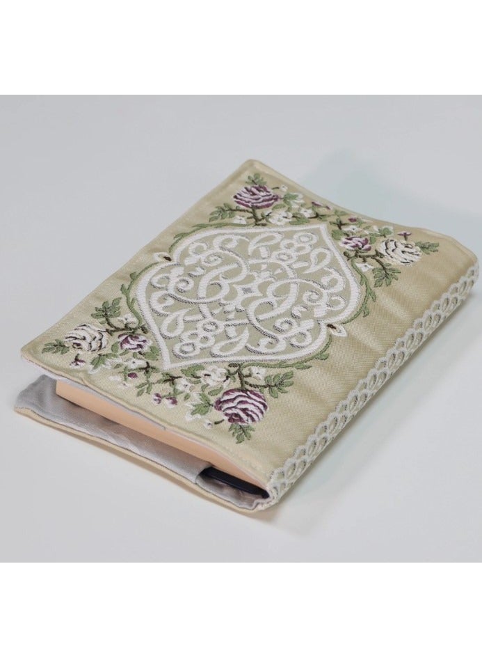 سندس مجموعة الصلاة ثوب وسجادة وغطاء مصحف مزخرف لون بيج  مقاس كبير - Image 4