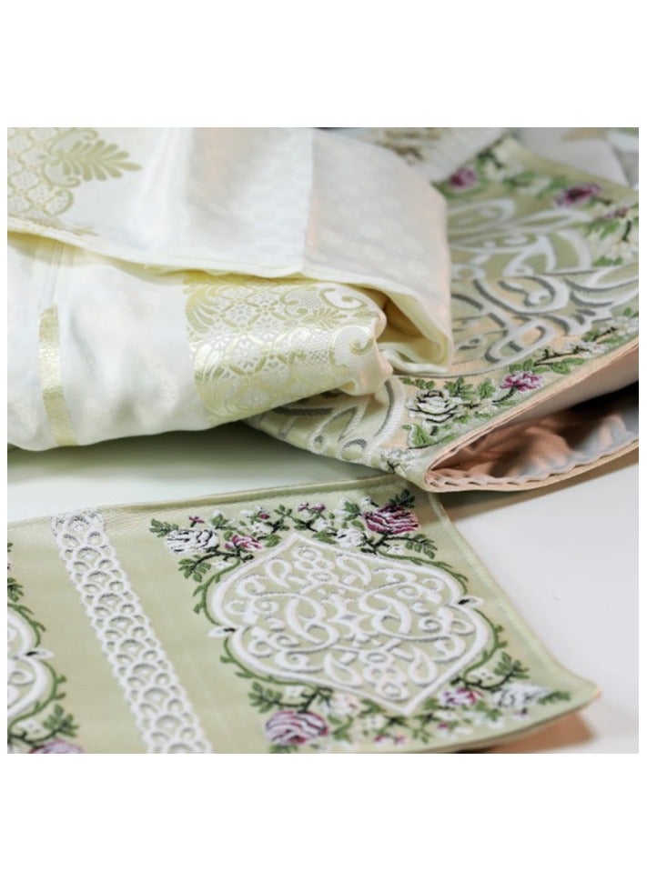 سندس مجموعة الصلاة ثوب وسجادة وغطاء مصحف مزخرف لون بيج  مقاس كبير - Image 3