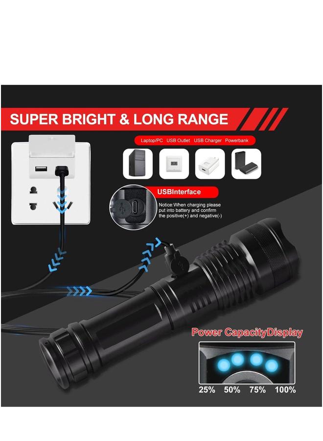 HOMESTAR Rechargeable LED Flashlight, Super Bright Tactical 10000 High Lumen 5 Modes Zoomable Waterproof for Camping, Outdoor Activities and Emergencies - Image 3
