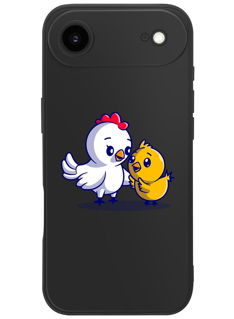 Theodor Protective Slim Fit Case Liquid Silicone Cover with Full Body Protection Anti-Scratch Shockproof Case For Apple iPhone 17 Air (Black) Chicken & Hen - Image 1