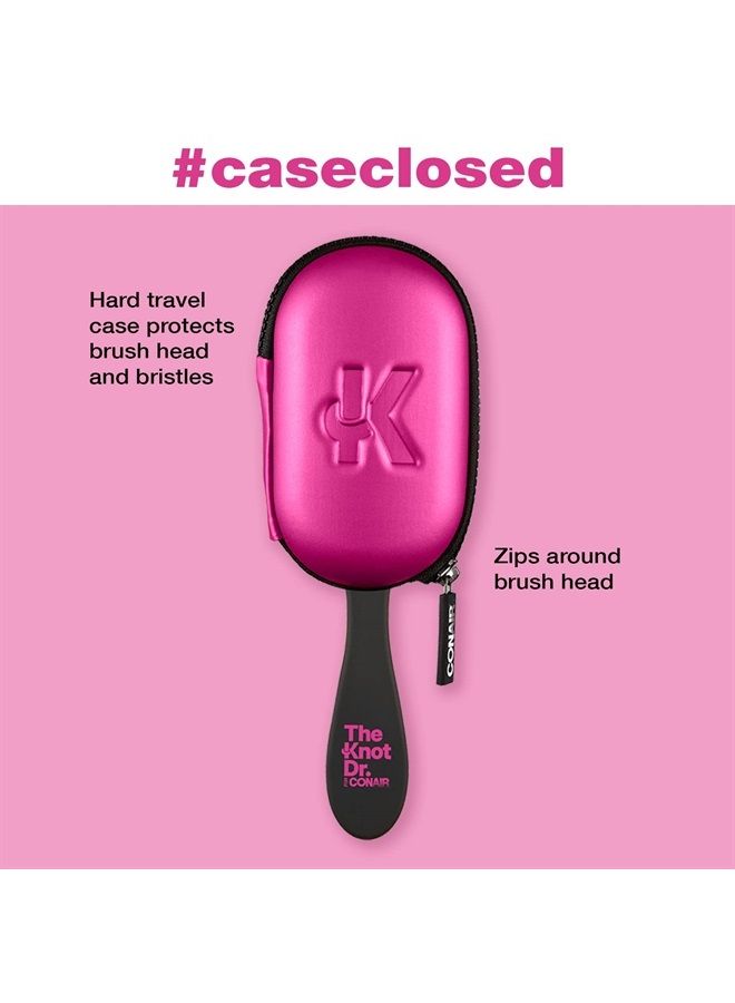 CONAIR فرشاة الشعر Knot Dr. من Conair، مزيل تشابك الشعر الرطب والجاف مع حقيبة تخزين، يزيل العقد والتشابك، لجميع أنواع الشعر، وردي
