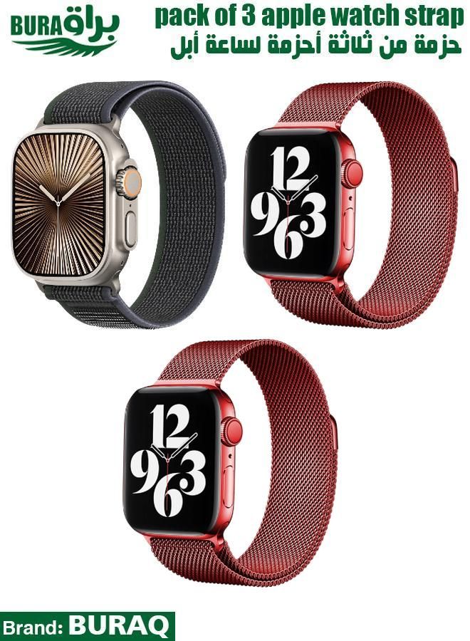 BURAQ Apple Watch Band Strap For Apple Watch Ultra 2/Ultra 49mm, Series 10 46mm, 9/8/7 45mm, SE2/SE/6/5/4 44mm, 3/2/1 42mm