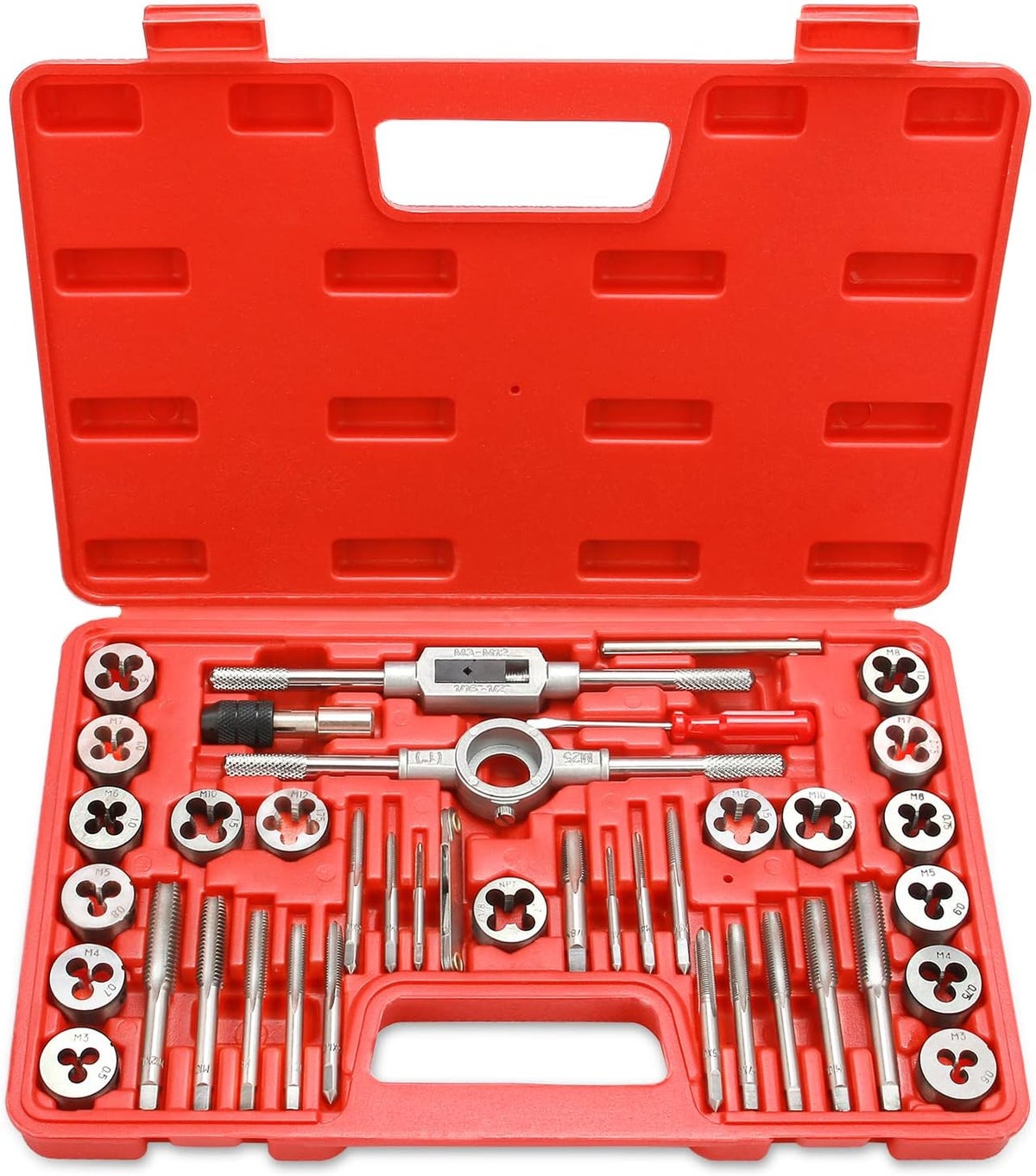 EFFICERE 40-Piece Premium Tap and Die Set, Metric Screw Threads M3, M4 ...