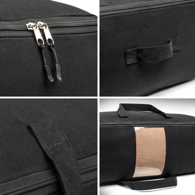 VeraMia Soft Canvas Storage Bags with Zipper. Thick Breathable, 1pc King/Queen Comforter Organizer. Four Carrying Handles and Window. Large 25x19x9in Bag for Sheets Blankets Bedding Pillows, Clothes (Black) - Image 4