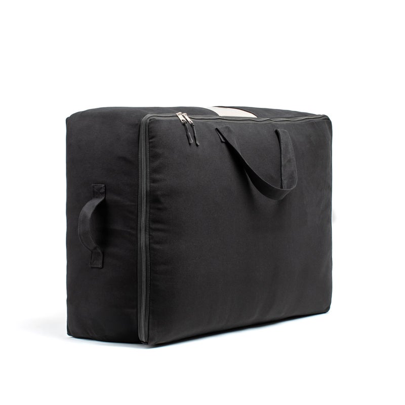 VeraMia Soft Canvas Storage Bags with Zipper. Thick Breathable, 1pc King/Queen Comforter Organizer. Four Carrying Handles and Window. Large 25x19x9in Bag for Sheets Blankets Bedding Pillows, Clothes (Black) - Image 1
