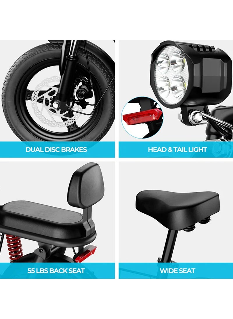 Wind Horse - Electric Scooter 850W Motor with Dual Seat, 48V10Ah Battery, 50KM/H Speed, 40KM Range, Dual Suspension and Storage Basket, E-Scooter - Image 1