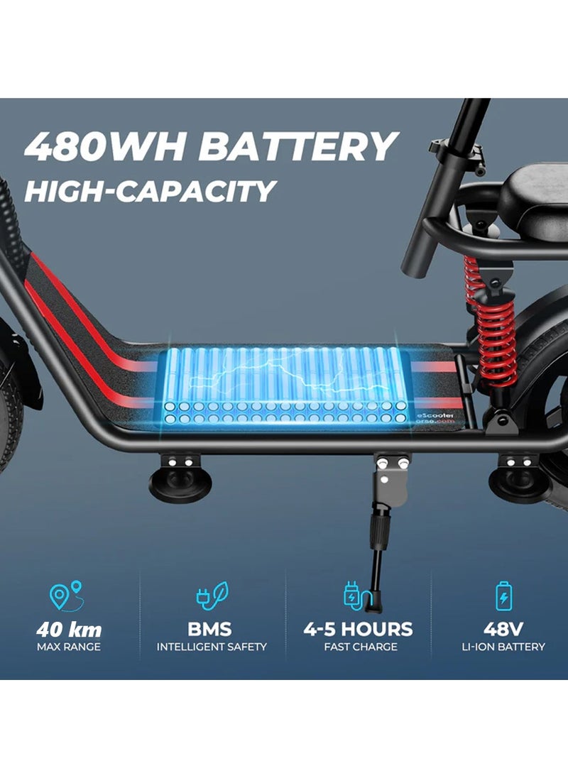 Wind Horse - Electric Scooter 850W Motor with Dual Seat, 48V10Ah Battery, 50KM/H Speed, 40KM Range, Dual Suspension and Storage Basket, E-Scooter - Image 1