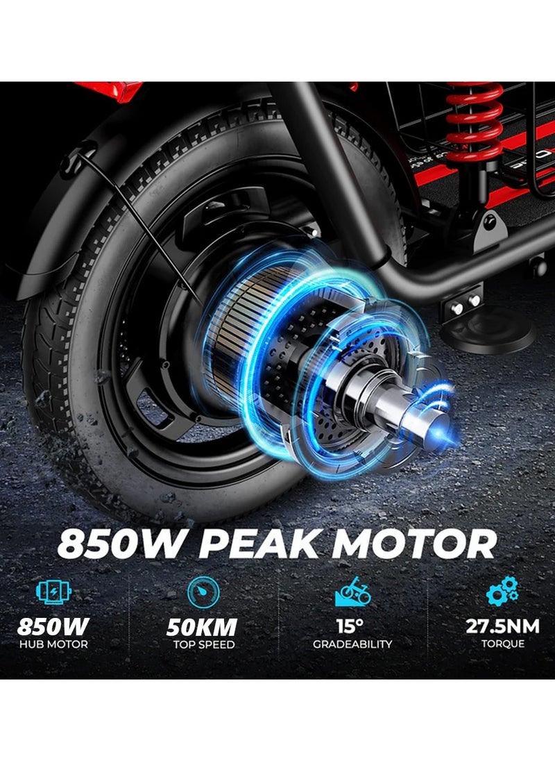 Wind Horse - Electric Scooter 850W Motor with Dual Seat, 48V10Ah Battery, 50KM/H Speed, 40KM Range, Dual Suspension and Storage Basket, E-Scooter - Image 1