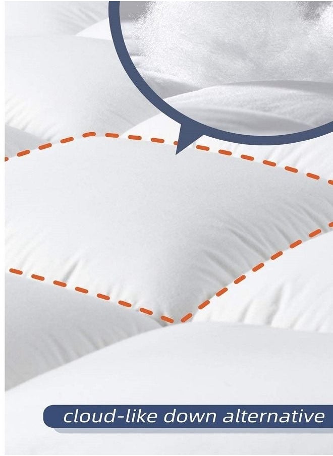 House One Microfiber Mattress Topper20 cm With Microfiber Filling and Rubber Corners Edges - 200x160 cm - White - Image 4