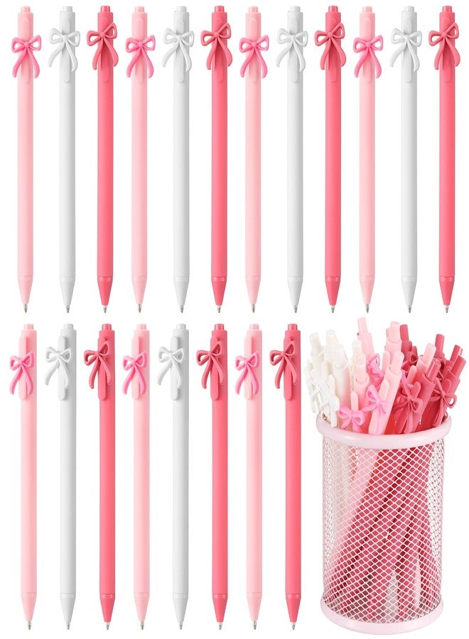 Sayglossy مجموعة أقلام حبر جاف Sayglossy مكونة من 20 قلمًا متعدد الألوان بتصميم فيونكة، قلم حبر أسود قابل للسحب بتصميم فيونكة، هدية مثالية لحفلات الفتيات والسيدات، مناسبة للمدرسة وأعياد الميلاد والمكتب وحفلات الزفاف. - Image 1