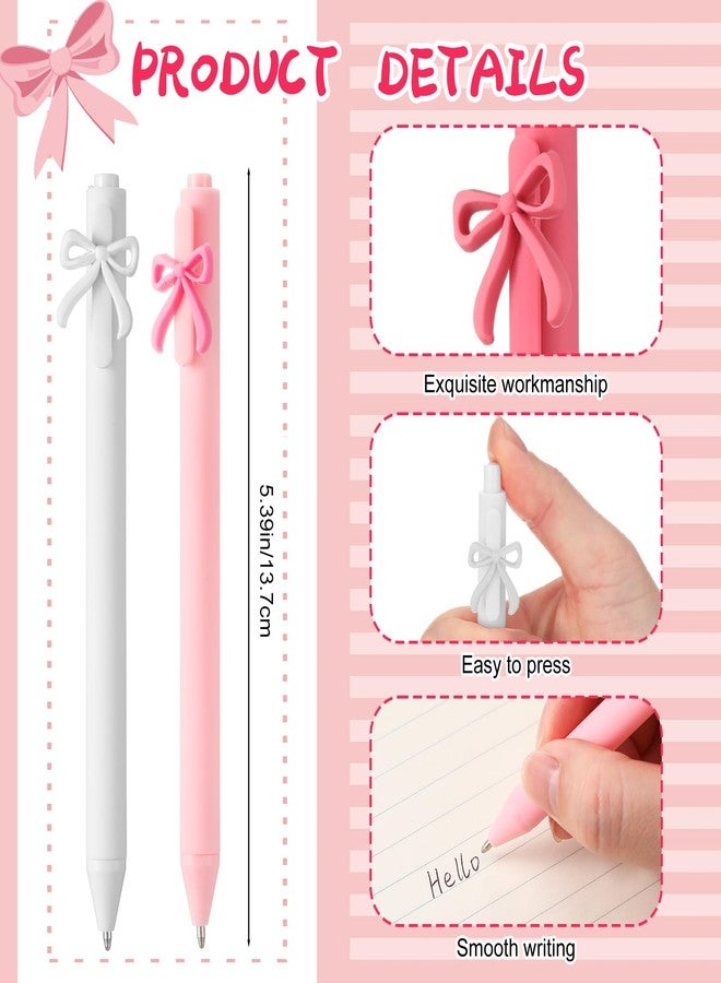 Sayglossy مجموعة أقلام حبر جاف Sayglossy مكونة من 20 قلمًا متعدد الألوان بتصميم فيونكة، قلم حبر أسود قابل للسحب بتصميم فيونكة، هدية مثالية لحفلات الفتيات والسيدات، مناسبة للمدرسة وأعياد الميلاد والمكتب وحفلات الزفاف. - Image 2