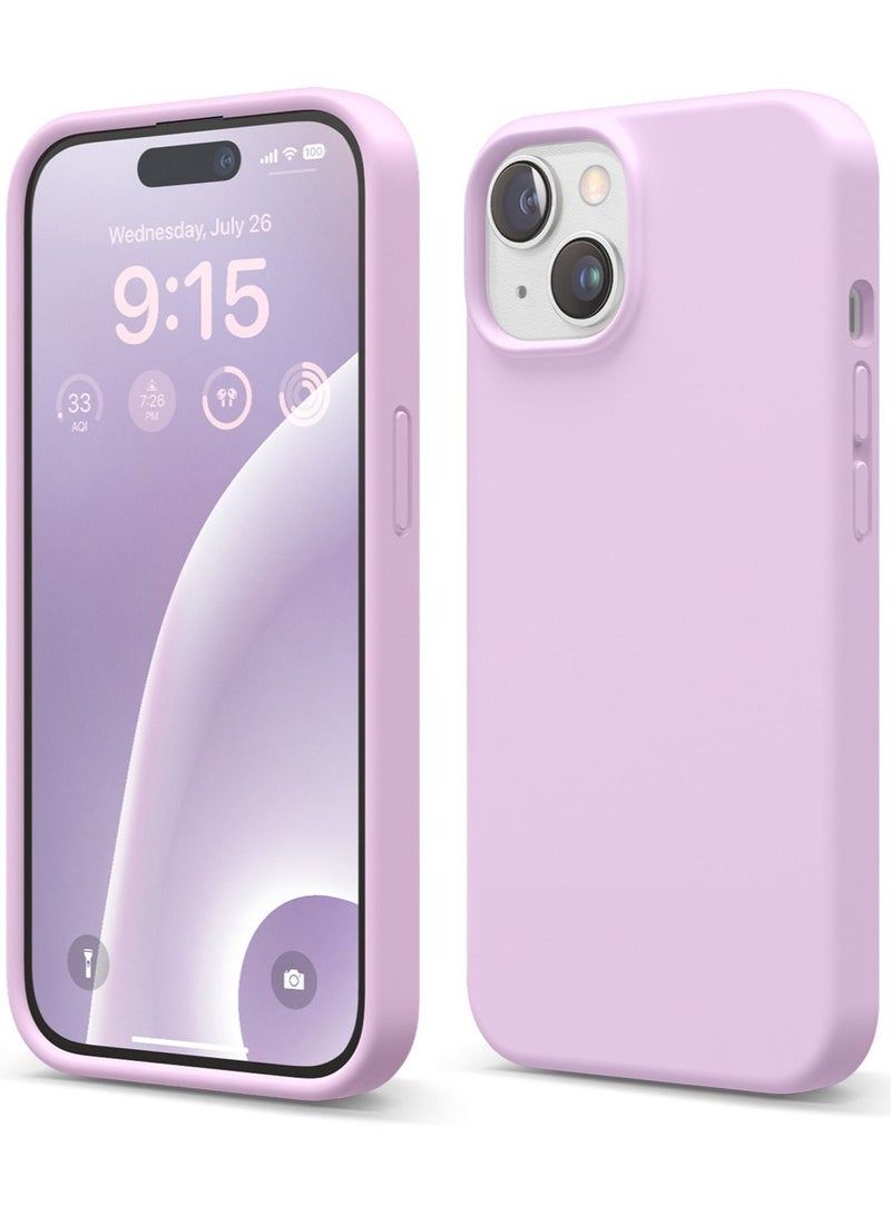 Elago Liquid Silicone for iPhone 15 Case Cover with Full Body Protection, Shockproof, Slim, Anti-Scratch Soft Microfiber Lining - Light Lilac