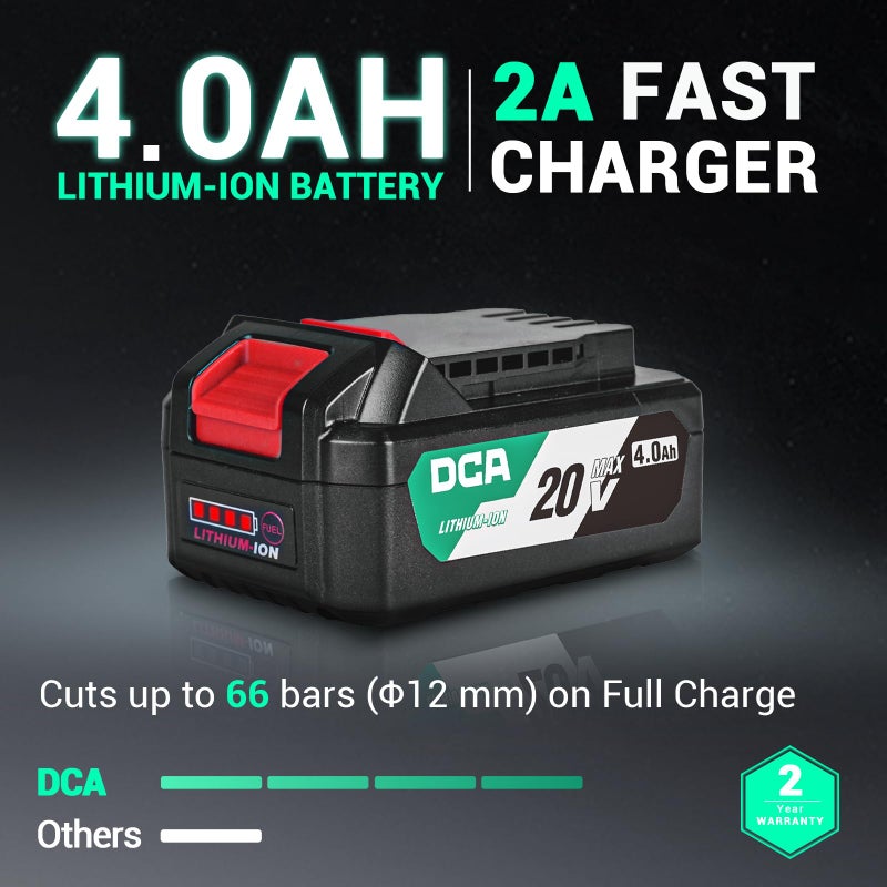 DCA Cordless Angle Grinder 4-1/2 inch, 20V Brushless Motor 8500RPM, Battery Grinder Tool-Free Guard, 4.0Ah Battery & Charger, Power Electric Cut Off Tool with 6 Discs for Cutting, Grinding, Polishing - Image 4