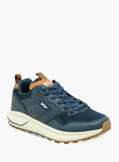 Lee Cooper Mens Panelled Lace-Up Low Ankle Sneakers With Pull Tabs