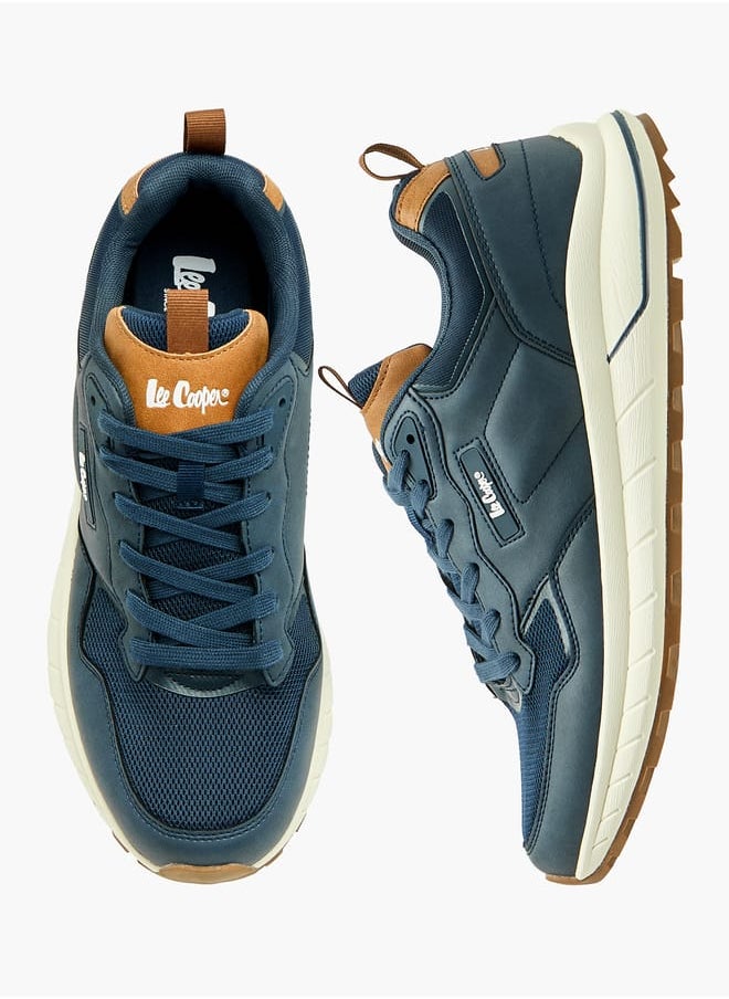 Lee Cooper - Mens Panelled Lace-Up Low Ankle Sneakers With Pull Tabs - Image 1