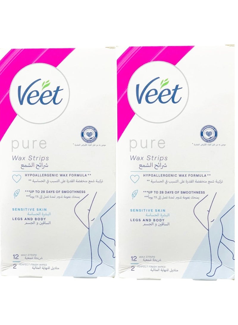 فيت شرائح شمع لإزالة الشعر للبشرة الحساسة للساقين والجسم (قطعتان)