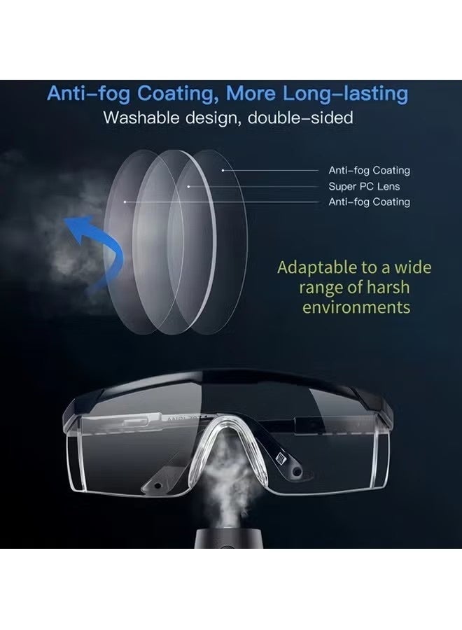 2Pcs Safety Goggles, Safety Glasses Anti Fog Dust proof Scratch proof Splash proof Chemical Wrapped Eye Protection Nurse Worker Architect ,blue,Black - Image 3