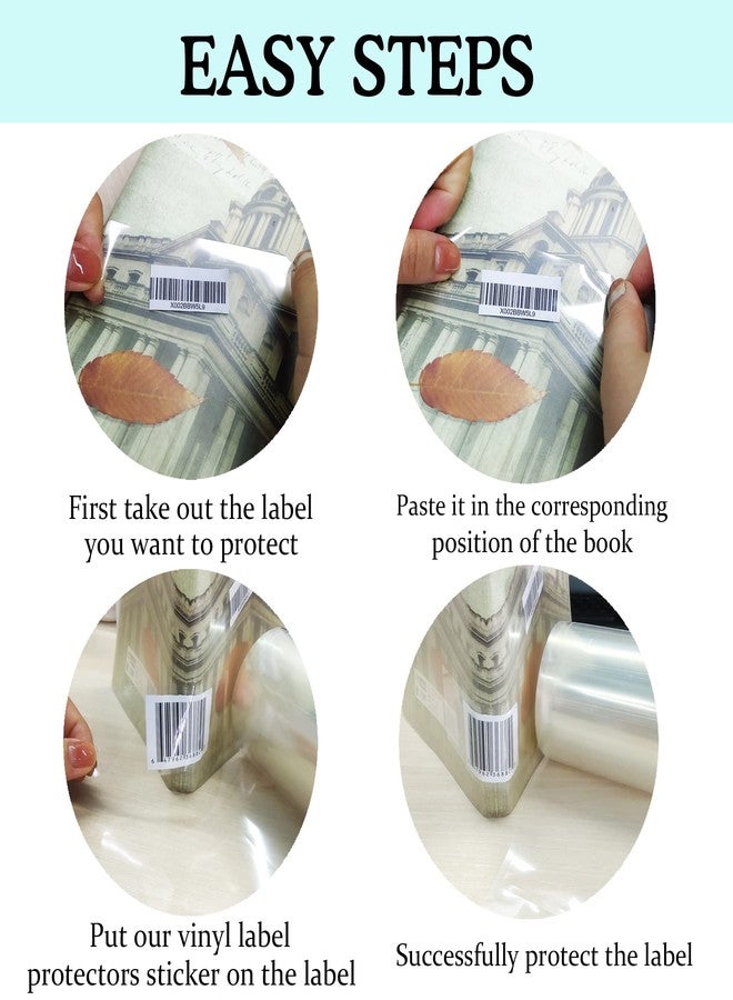 SMARSTICKER 1000 Pcs Clear Waterproof Label Protector Shields-1 1/2"Hx3 1/2"W Gloss Finish Vinyl Transparent Address Library Book Repair Tape Label Rectangular Numbers Barcode Shields in Office Class Supermarket - Image 3