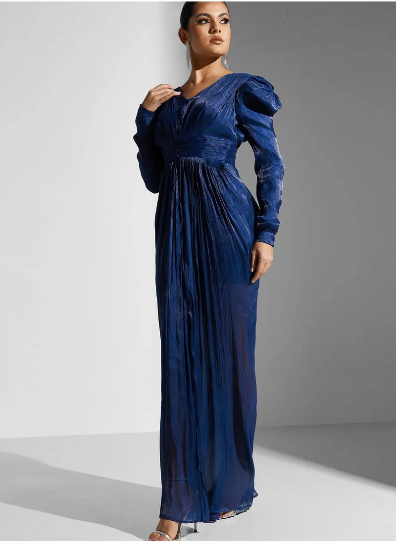Namshi x Zena Louay Embellised Waist Drapped Dress