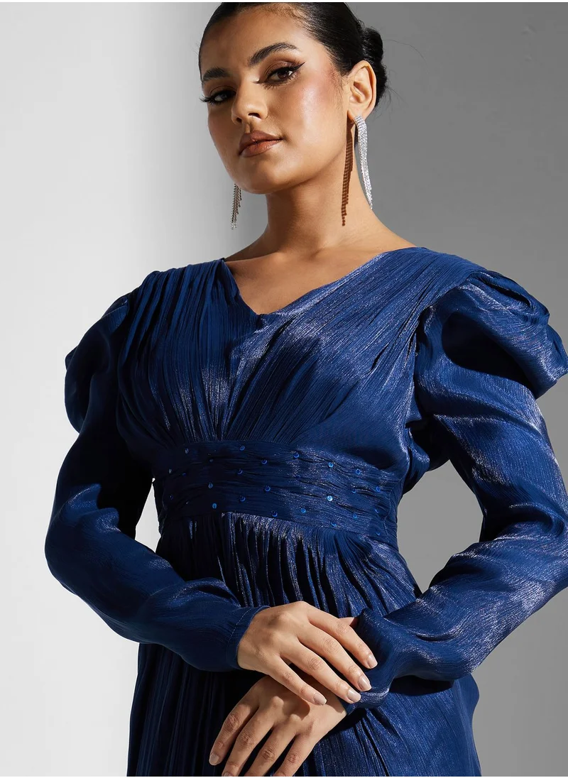 Namshi x Zena Louay Embellised Waist Drapped Dress