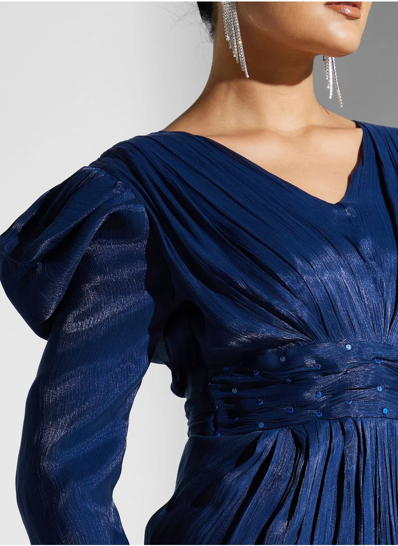 Namshi x Zena Louay Embellised Waist Drapped Dress