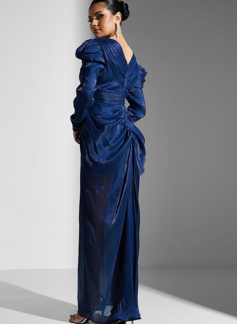 Namshi x Pleated Sleeve Maxi Dress  - Image 2