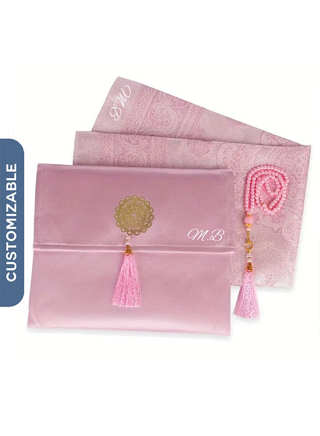 Share the Love Personalised Anti-Slip Ramadan Prayer Mat  with tasbih beads - Image 2