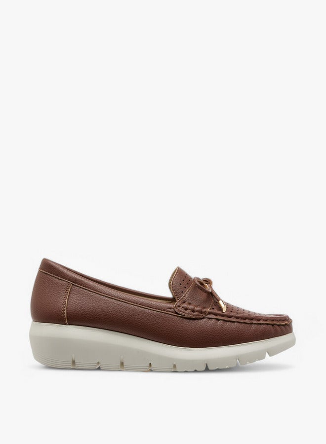Le Confort Bow Accent Slip-On Moccasins with Wedge Heels  - Image 3