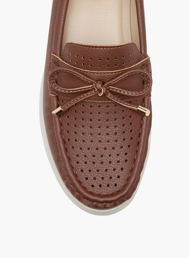 Le Confort Bow Accent Slip-On Moccasins with Wedge Heels  - Image 4