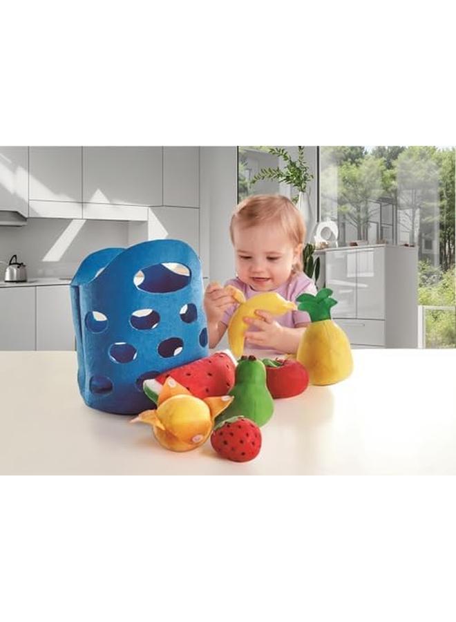 Hape Toddler Fruit Basket Soft Pretend Food Playset For Kids Fruit Toy Basket Includes Banana Apple Pineapple Orange And More - Image 2