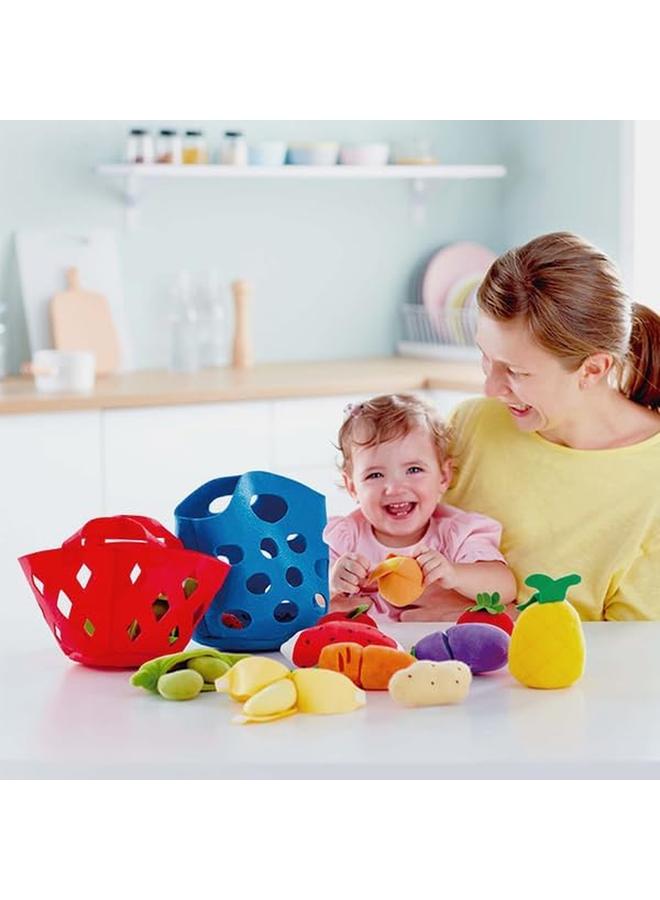 Hape Toddler Fruit Basket Soft Pretend Food Playset For Kids Fruit Toy Basket Includes Banana Apple Pineapple Orange And More - Image 3