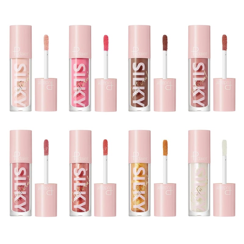 ZUK ZUK Pudaier 8Pcs Glitter Lip Gloss Set Moisturizing Liquid Lipstick Kit Lip Plumper Gloss High Shine Lip Gloss for Women Girl
