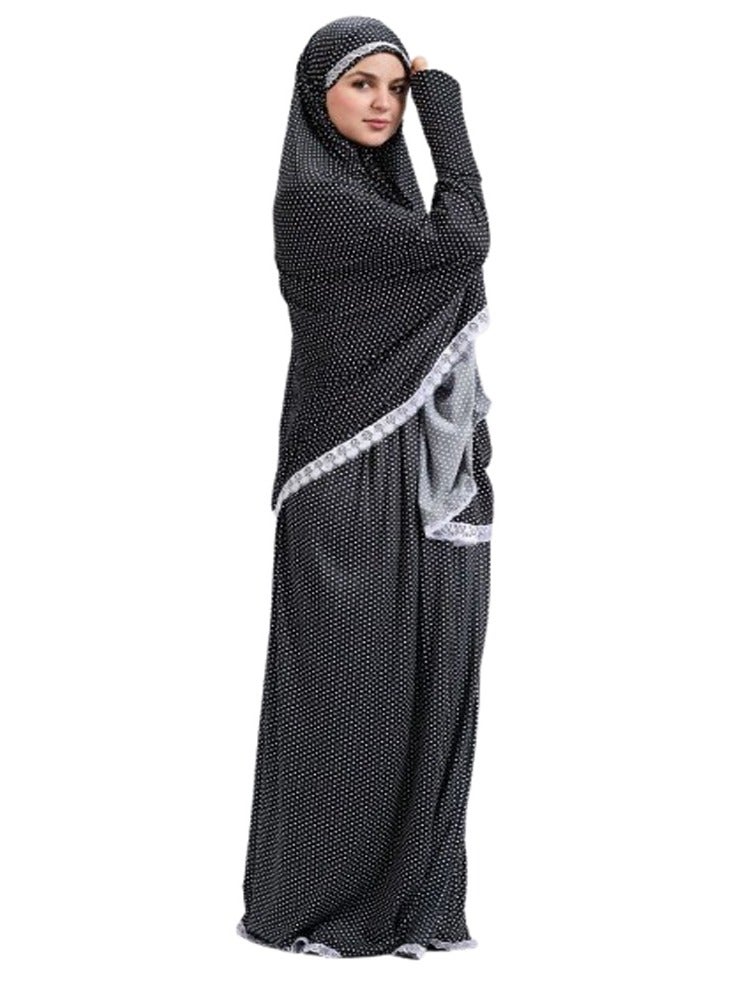 سيزار طقم صلاة وملابس منزلية من قطعتين للنساء - عباءة واسعة بأكمام طويلة وتنورة مريحة مرنة بطول كامل - Image 4