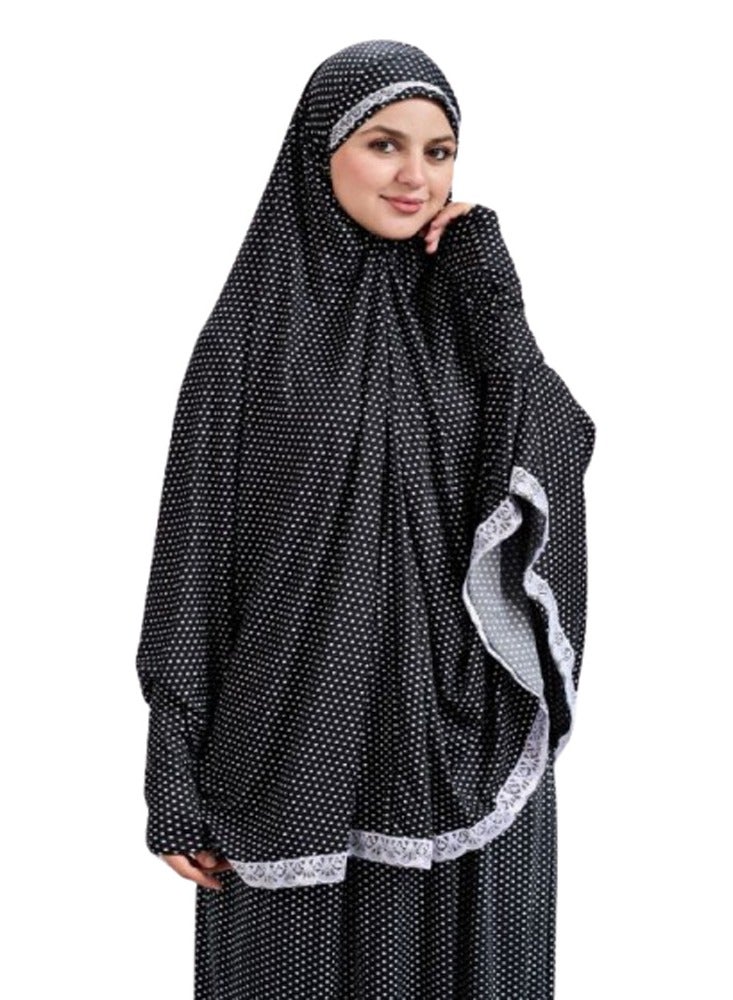 سيزار طقم صلاة وملابس منزلية من قطعتين للنساء - عباءة واسعة بأكمام طويلة وتنورة مريحة مرنة بطول كامل - Image 2