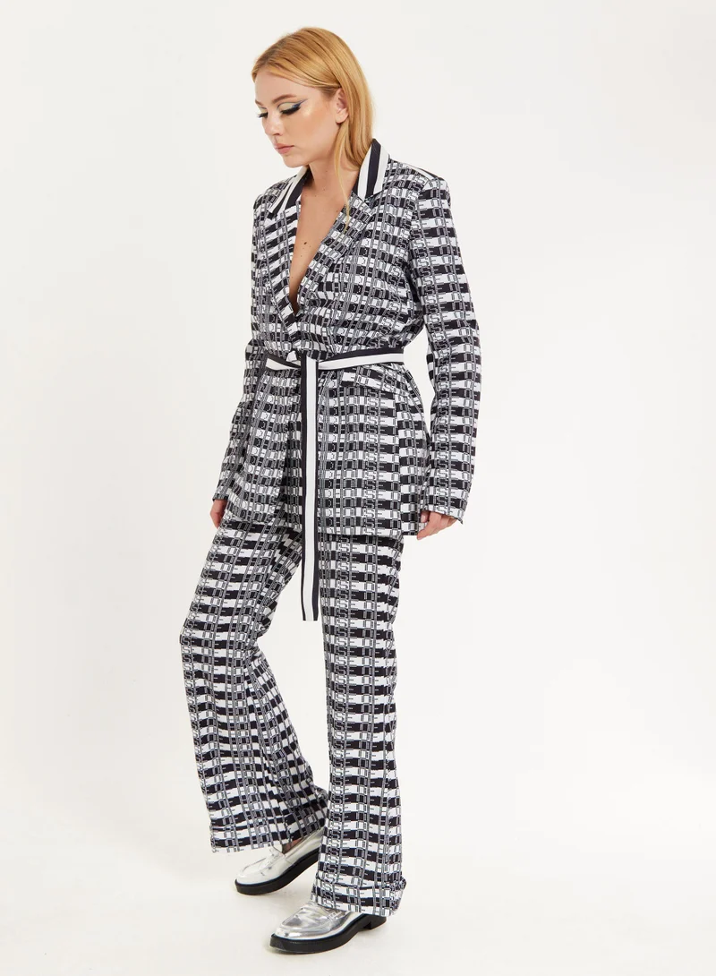 house of holland Striped Blazer With Eye Embroidery Back